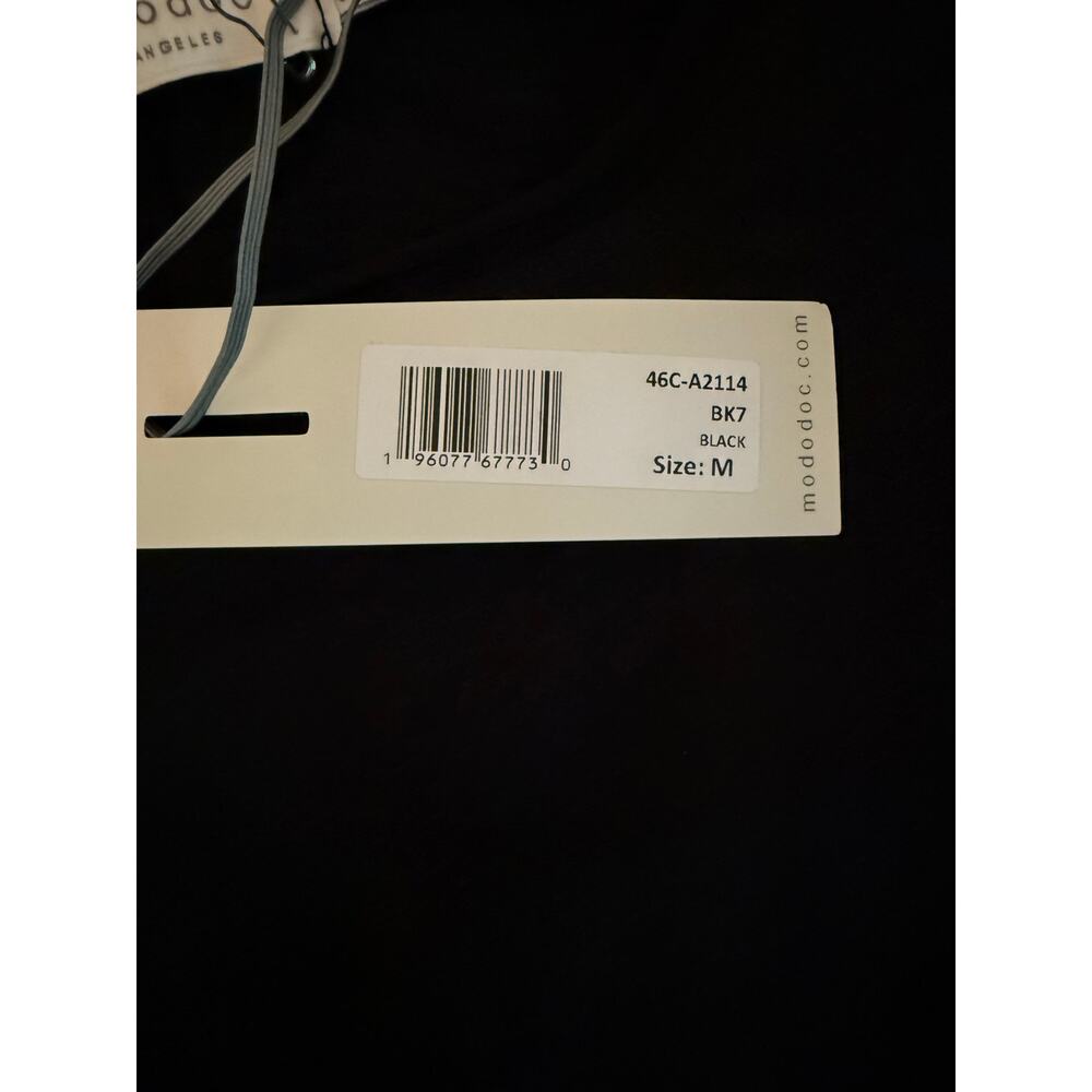 Mododoc Crewneck Puff Sleeve T-Shirt Women’s Size M Black Classic Plain Top NWT - Picture 5 of 6